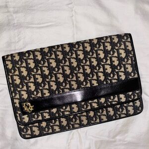 Vintage Christian Dior Monogram Canvas Clutch / Wallet | Made in France